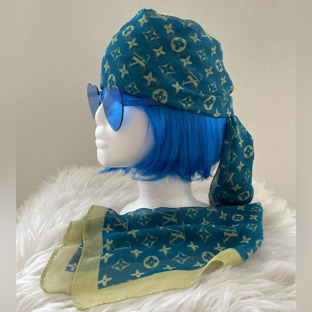 Blue Bob Wig and or Scarf - Picture 6 of 16